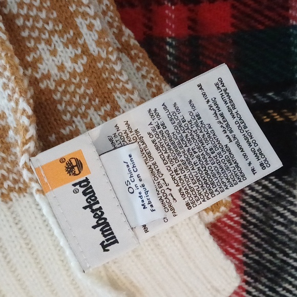 🔥🔥🔥Timberland logo plaid acrylic scarf New - Picture 10 of 11